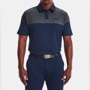 2/49$ Men's Under Armour navy blue and gray T2G‎ Blocked Polo size XL